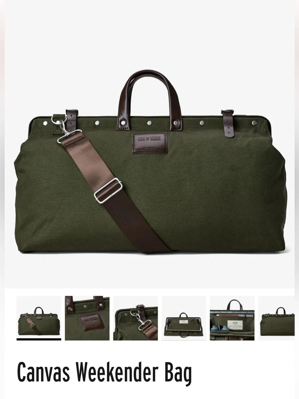 Canvas Weekender Duffel Bag - Olive Green